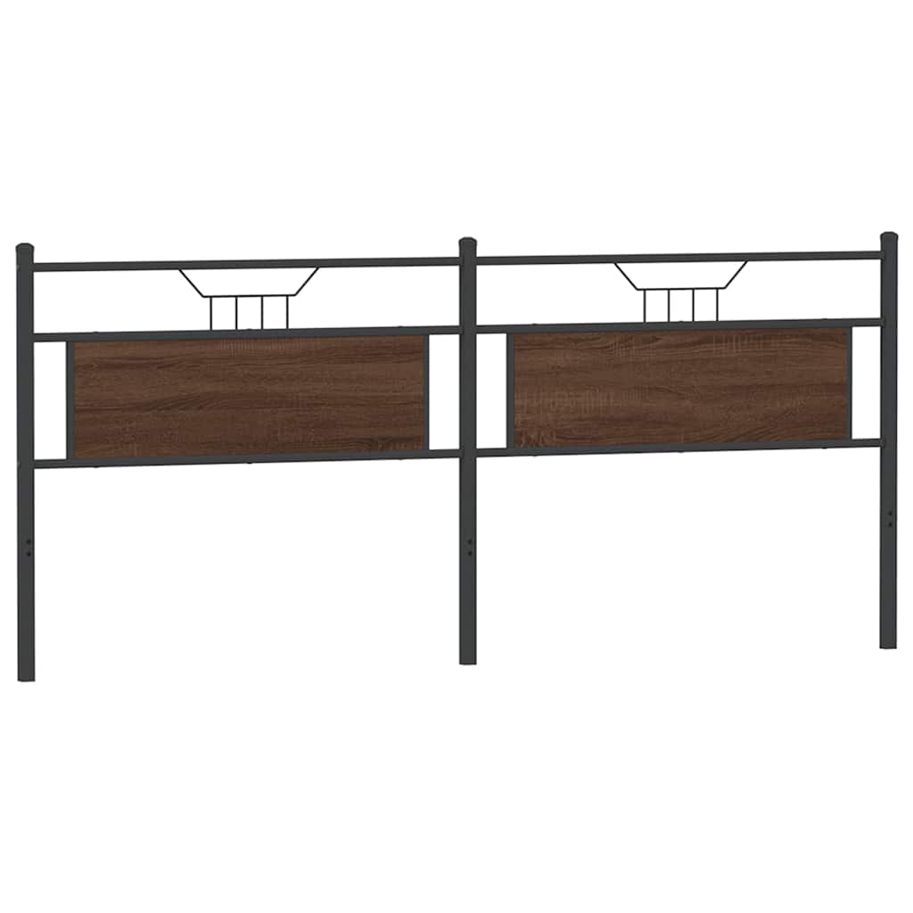 Vervangend hoofdbord 193 cm bewerkt hout en staal bruin eikenkleurig is nu te koop bij PeponiXL, paradijselijk wonen!