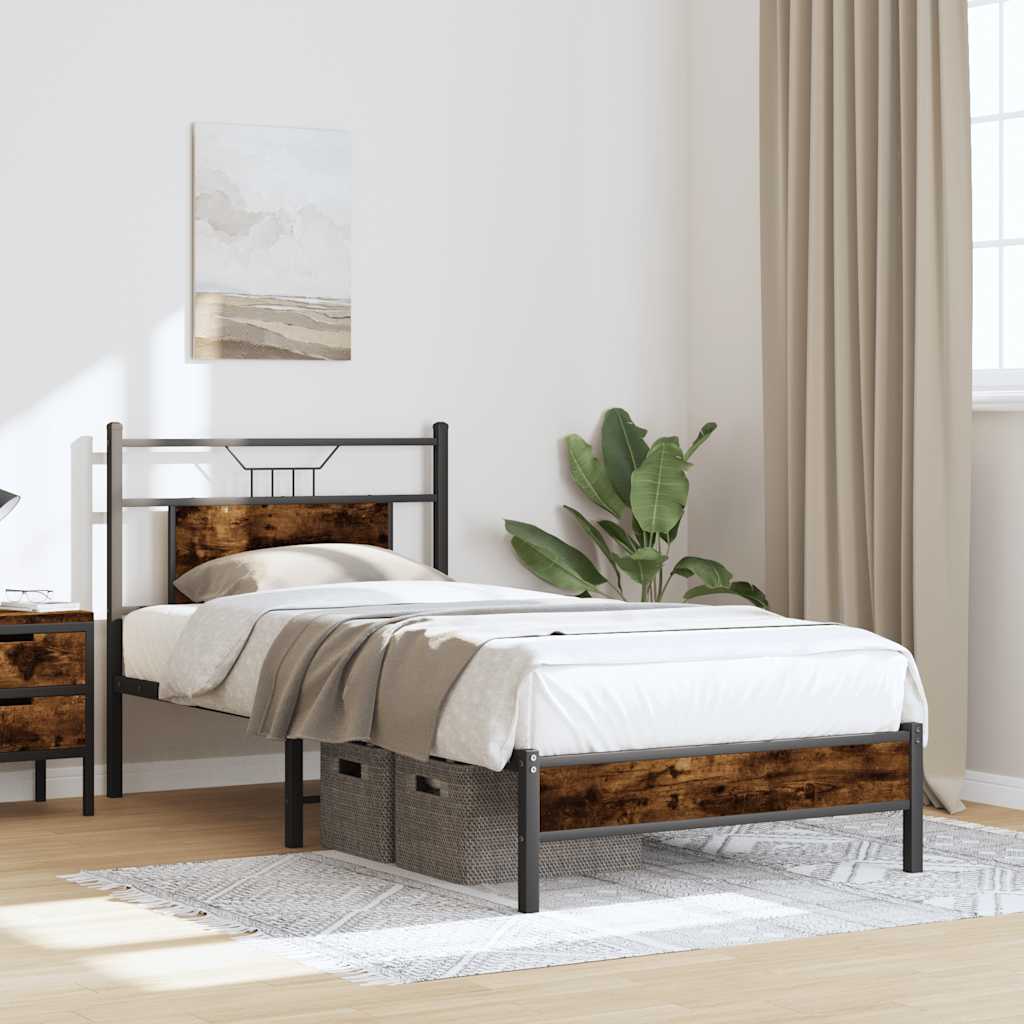 Bedframe zonder matras hout gerookt eikenkleurig 75x190 cm is nu te koop bij PeponiXL, paradijselijk wonen!