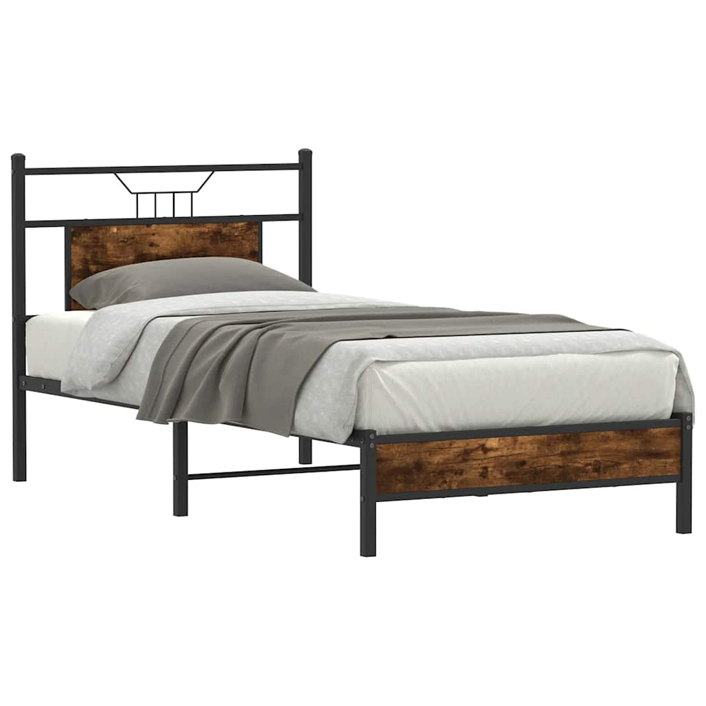 Bedframe zonder matras hout gerookt eikenkleurig 80x200 cm is nu te koop bij PeponiXL, paradijselijk wonen!