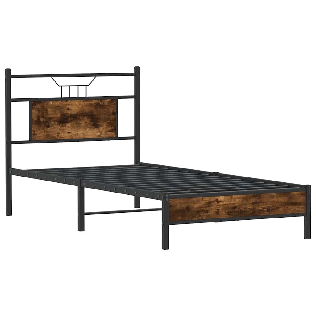 Bedframe zonder matras hout gerookt eikenkleurig 80x200 cm is nu te koop bij PeponiXL, paradijselijk wonen!