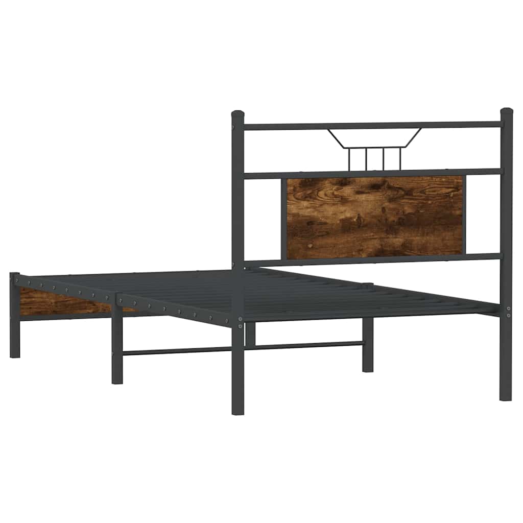 Bedframe zonder matras hout gerookt eikenkleurig 80x200 cm is nu te koop bij PeponiXL, paradijselijk wonen!