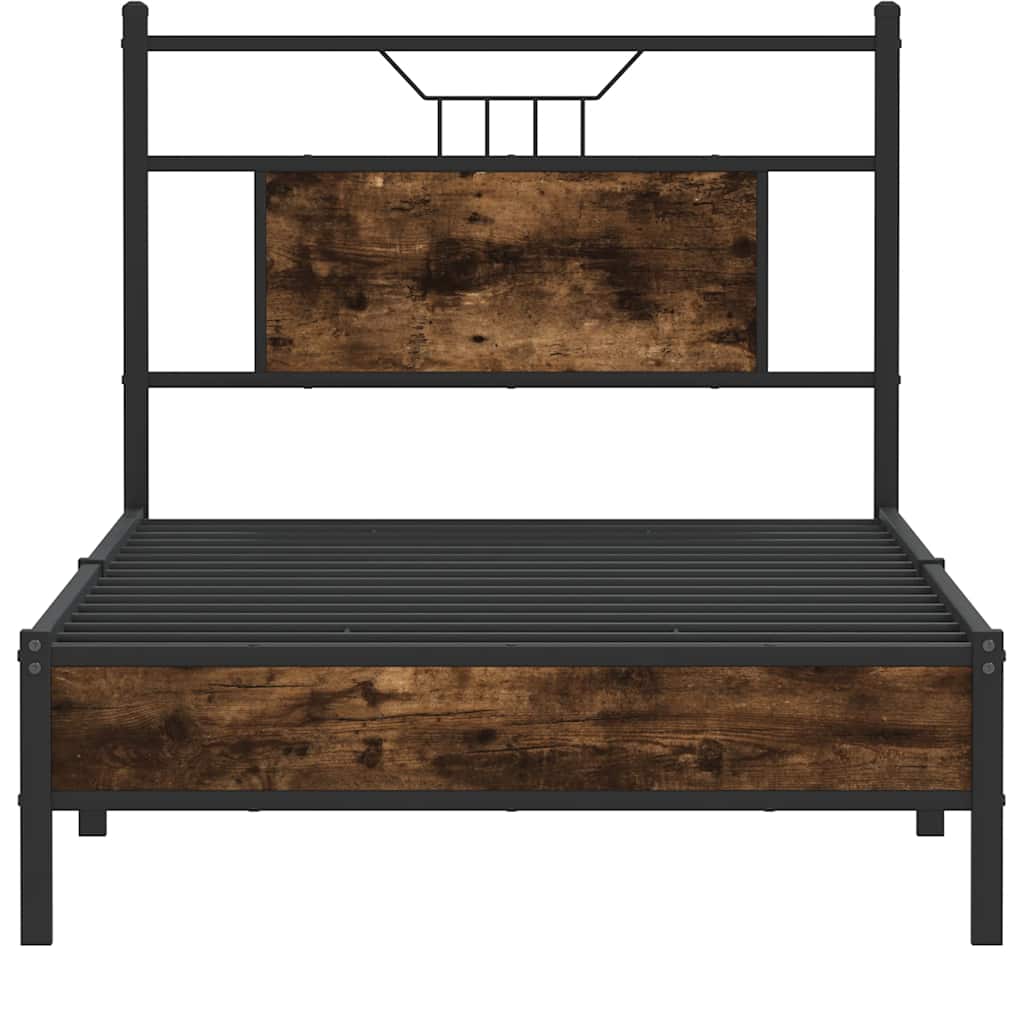 Bedframe zonder matras hout gerookt eikenkleurig 90x190 cm is nu te koop bij PeponiXL, paradijselijk wonen!