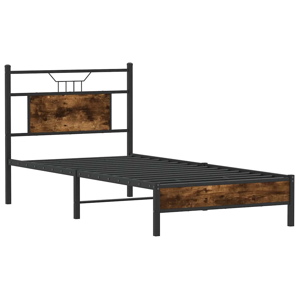 Bedframe zonder matras hout gerookt eikenkleurig 90x200 cm is nu te koop bij PeponiXL, paradijselijk wonen!