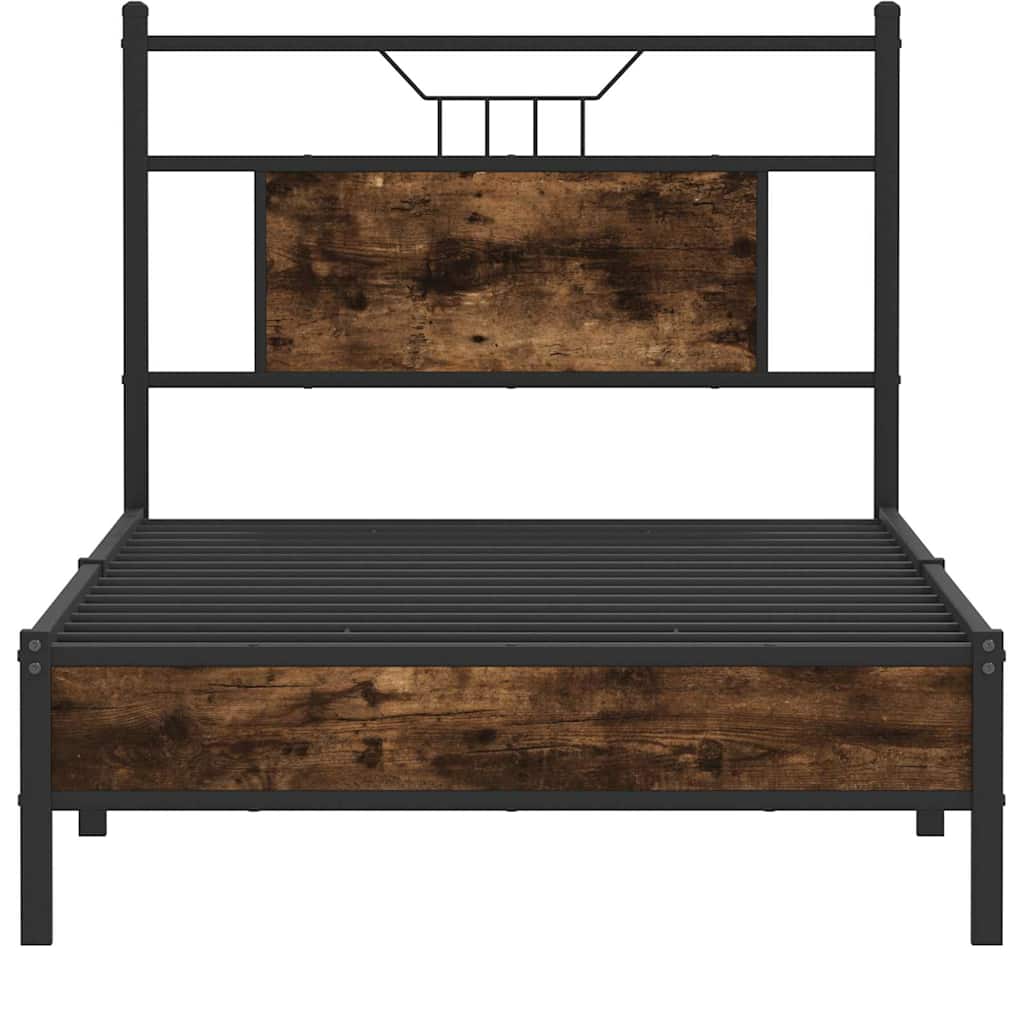 Bedframe zonder matras hout gerookt eikenkleurig 90x200 cm is nu te koop bij PeponiXL, paradijselijk wonen!