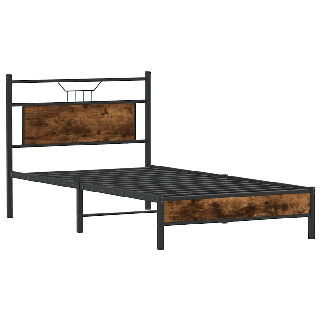 Bedframe zonder matras hout gerookt eikenkleurig 100x200 cm is nu te koop bij PeponiXL, paradijselijk wonen!