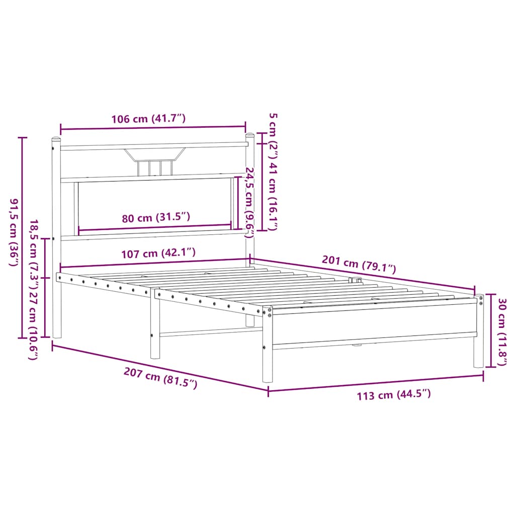 Bedframe zonder matras 107x203 cm spaanplaat gerookt is nu te koop bij PeponiXL, paradijselijk wonen!