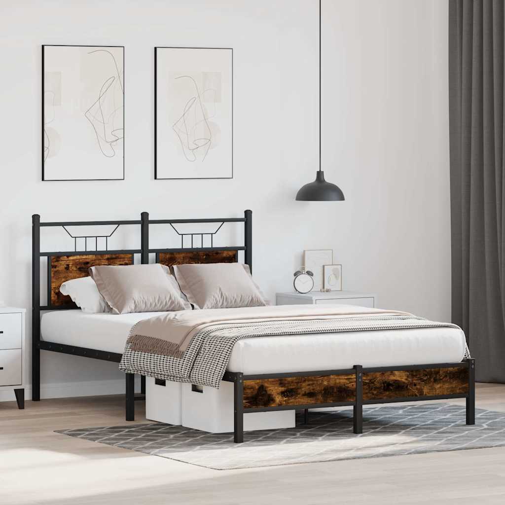 Bedframe zonder matras hout gerookt eikenkleurig 120x190 cm is nu te koop bij PeponiXL, paradijselijk wonen!