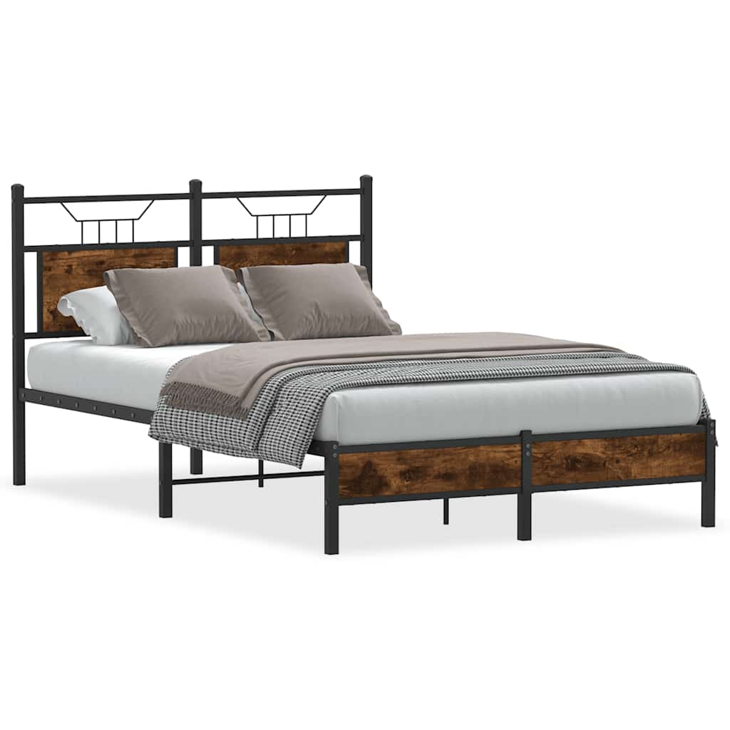 Bedframe zonder matras hout gerookt eikenkleurig 120x200 cm is nu te koop bij PeponiXL, paradijselijk wonen!