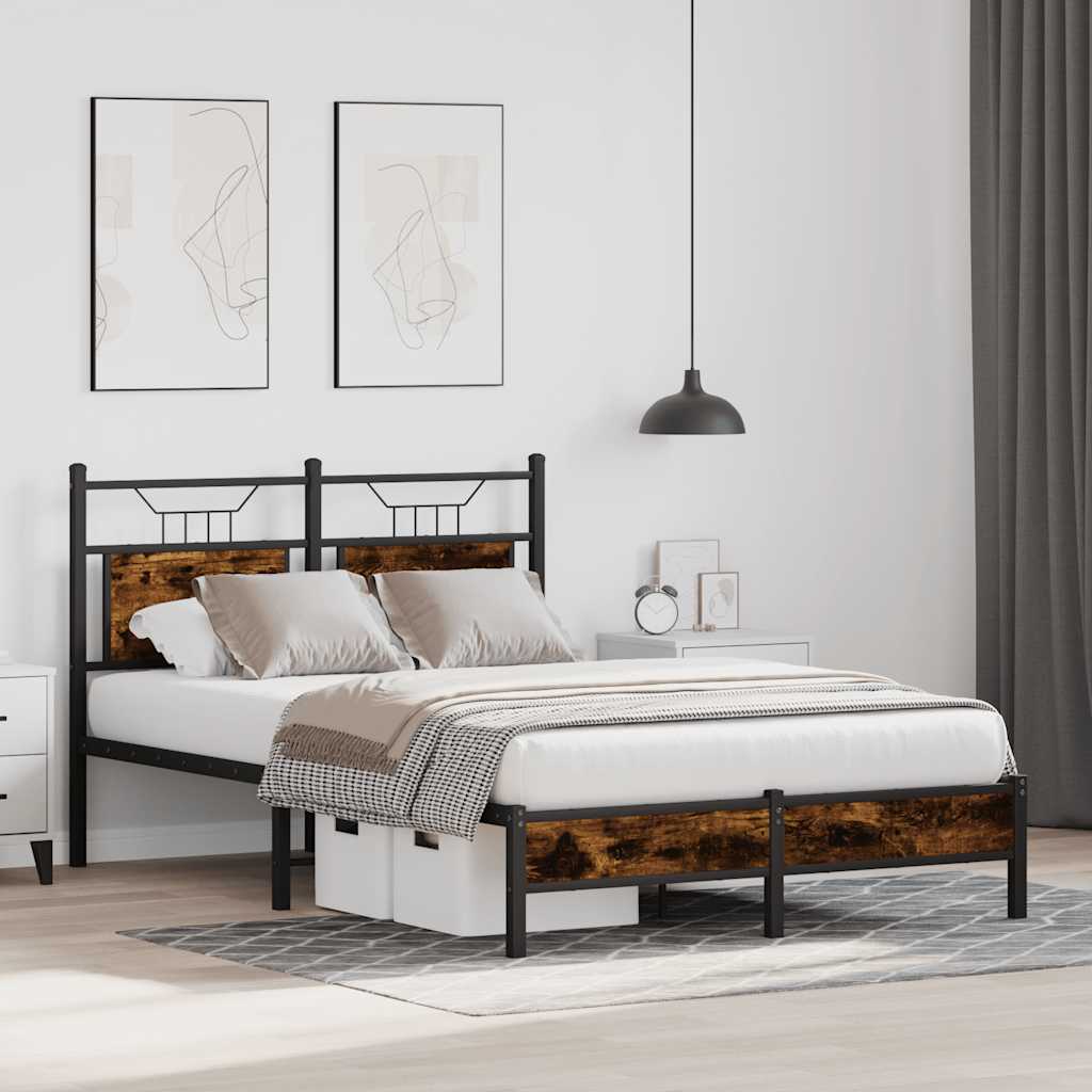 Bedframe zonder matras hout gerookt eikenkleurig 120x200 cm is nu te koop bij PeponiXL, paradijselijk wonen!