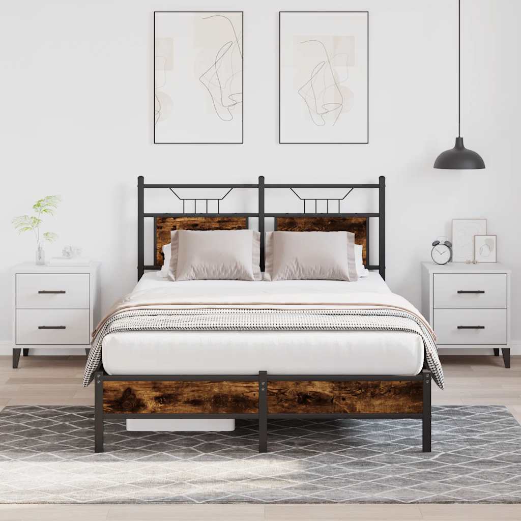 Bedframe zonder matras hout gerookt eikenkleurig 120x200 cm is nu te koop bij PeponiXL, paradijselijk wonen!