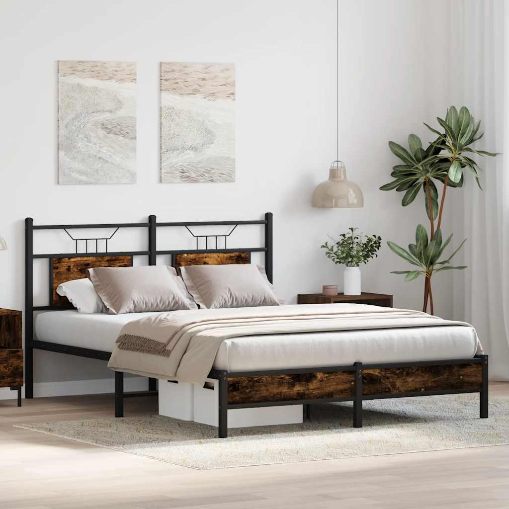 Bedframe zonder matras hout gerookt eikenkleurig 137x190 cm is nu te koop bij PeponiXL, paradijselijk wonen!