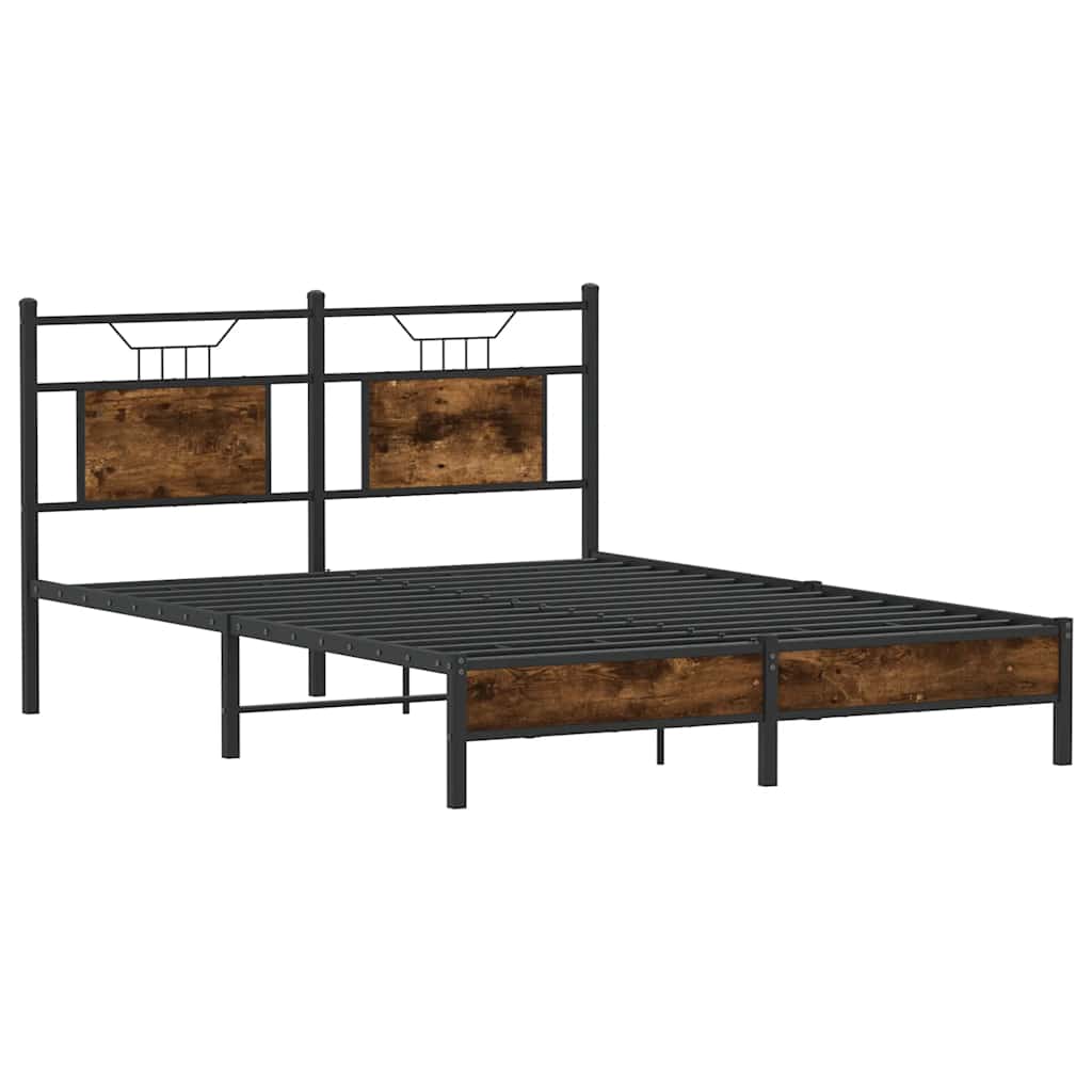 Bedframe zonder matras hout gerookt eikenkleurig 137x190 cm is nu te koop bij PeponiXL, paradijselijk wonen!