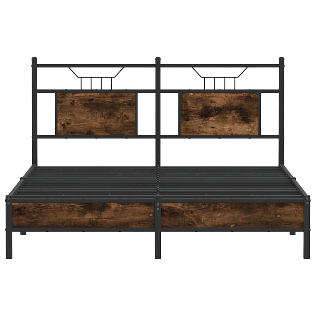 Bedframe zonder matras hout gerookt eikenkleurig 137x190 cm is nu te koop bij PeponiXL, paradijselijk wonen!