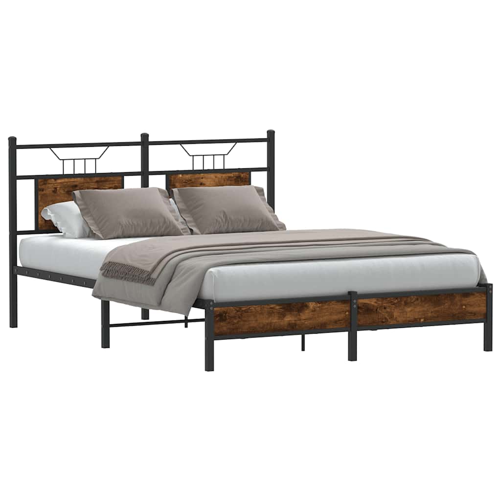 Bedframe zonder matras hout gerookt eikenkleurig 140x190 cm is nu te koop bij PeponiXL, paradijselijk wonen!