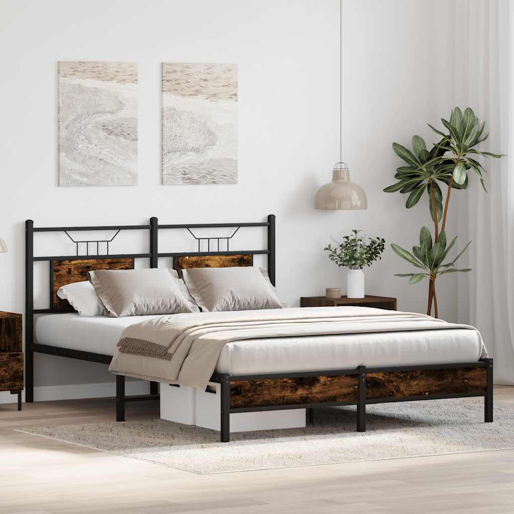 Bedframe zonder matras hout gerookt eikenkleurig 140x190 cm is nu te koop bij PeponiXL, paradijselijk wonen!