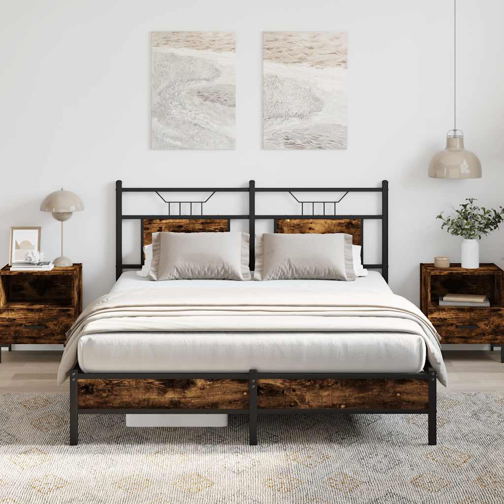 Bedframe zonder matras hout gerookt eikenkleurig 140x190 cm is nu te koop bij PeponiXL, paradijselijk wonen!
