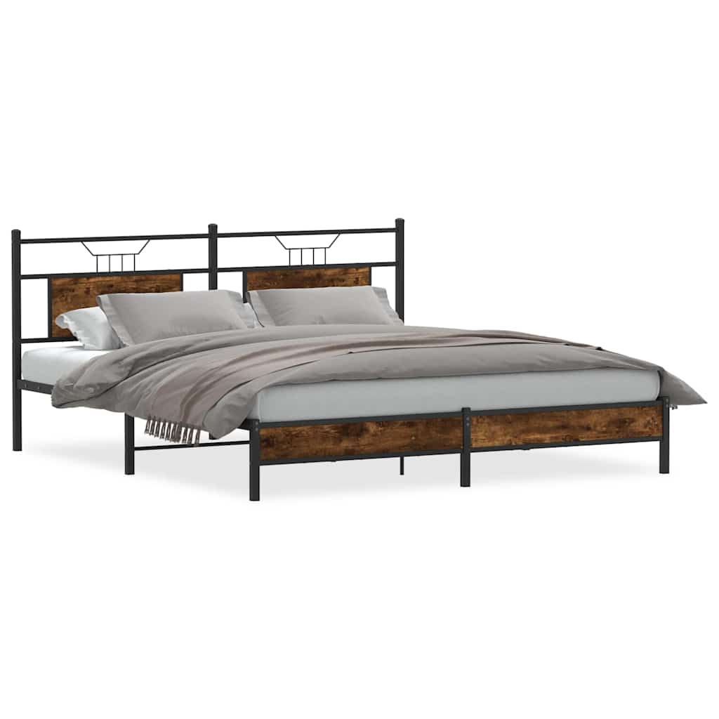 Bedframe zonder matras hout gerookt eikenkleurig 160x200 cm is nu te koop bij PeponiXL, paradijselijk wonen!