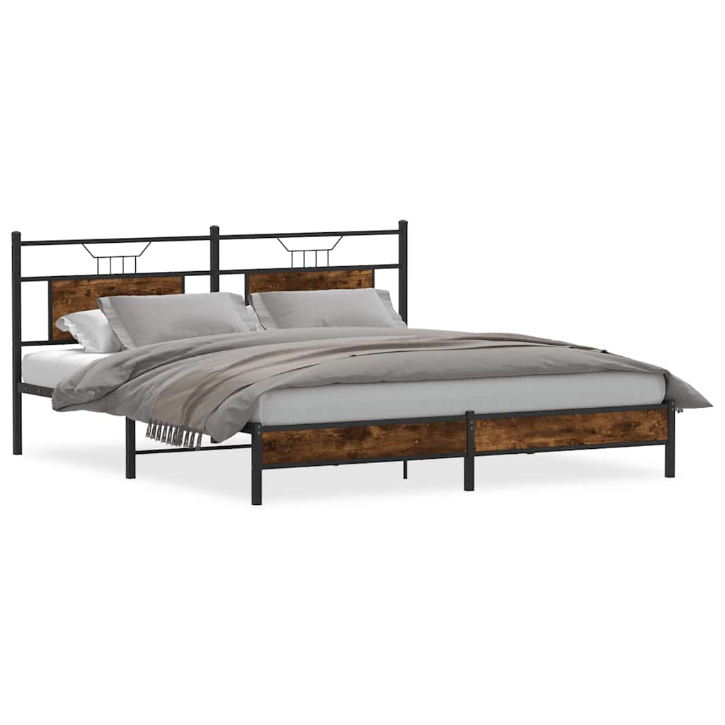 Bedframe zonder matras 183x203 cm spaanplaat gerookt eiken is nu te koop bij PeponiXL, paradijselijk wonen!