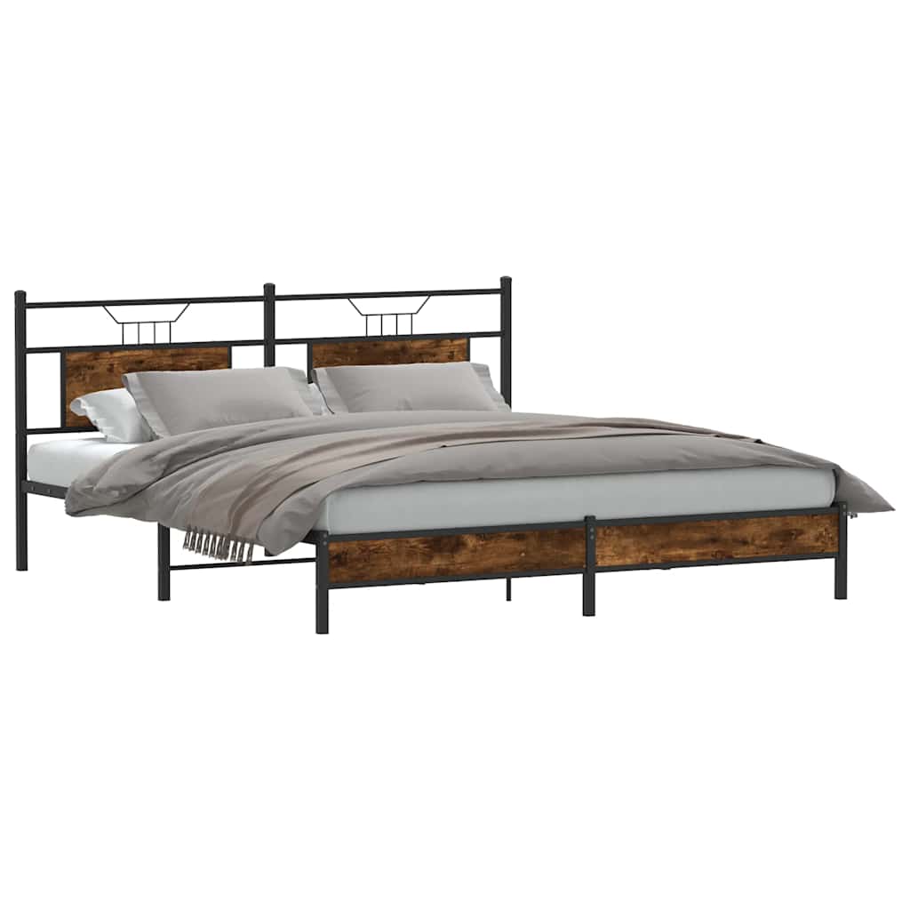 Bedframe zonder matras 183x203 cm spaanplaat gerookt eiken is nu te koop bij PeponiXL, paradijselijk wonen!