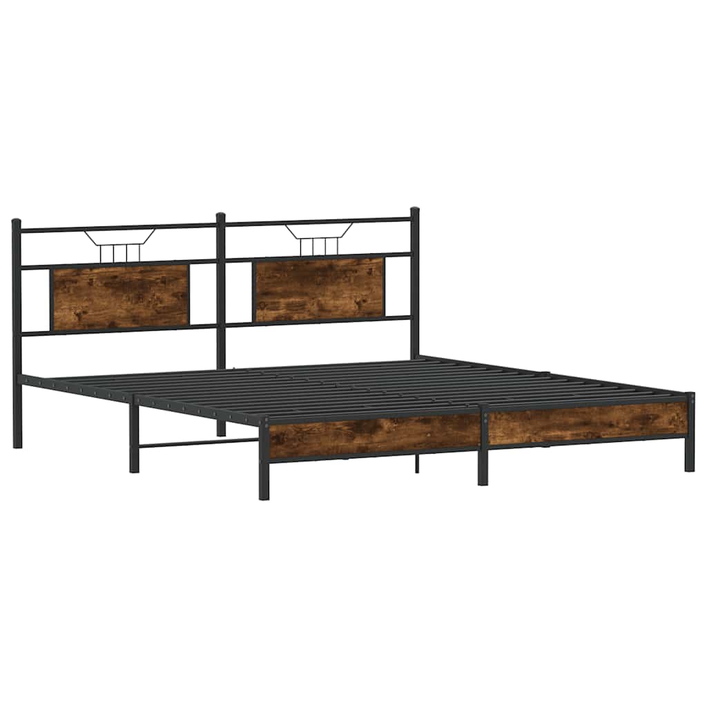 Bedframe zonder matras 183x203 cm spaanplaat gerookt eiken is nu te koop bij PeponiXL, paradijselijk wonen!