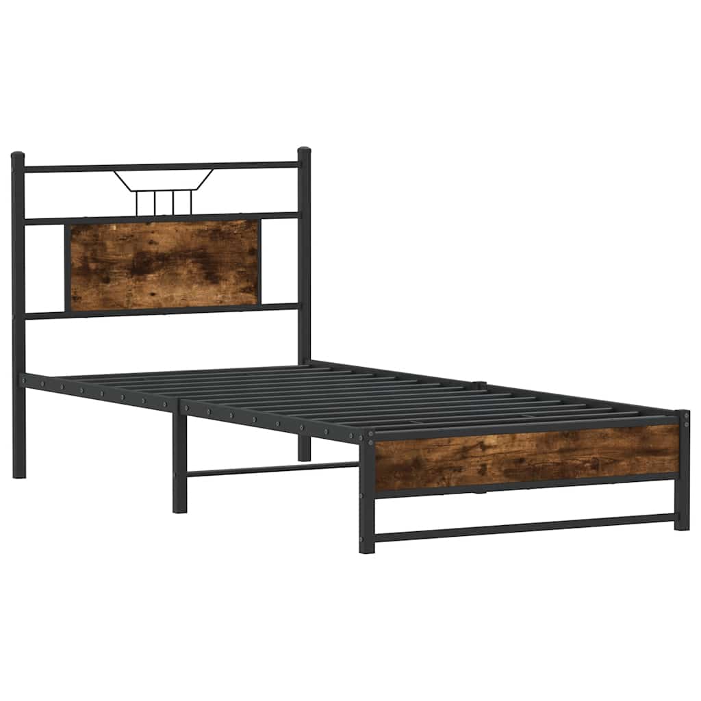 Bedframe zonder matras hout gerookt eikenkleurig 75x190 cm is nu te koop bij PeponiXL, paradijselijk wonen!