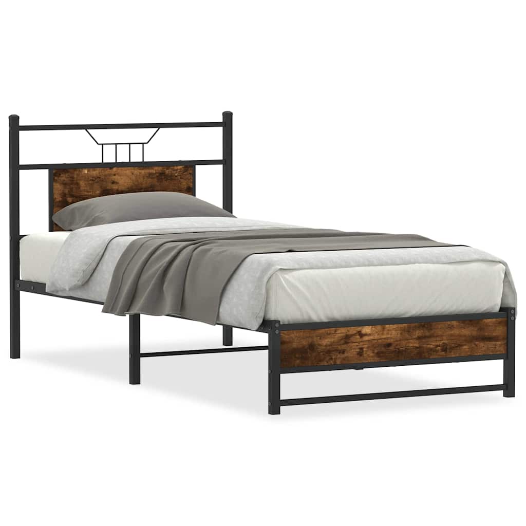 Bedframe zonder matras hout gerookt eikenkleurig 90x200 cm is nu te koop bij PeponiXL, paradijselijk wonen!