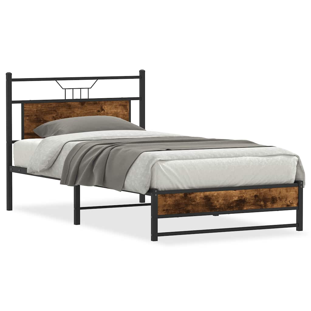 Bedframe zonder matras hout gerookt eikenkleurig 100x190 cm is nu te koop bij PeponiXL, paradijselijk wonen!
