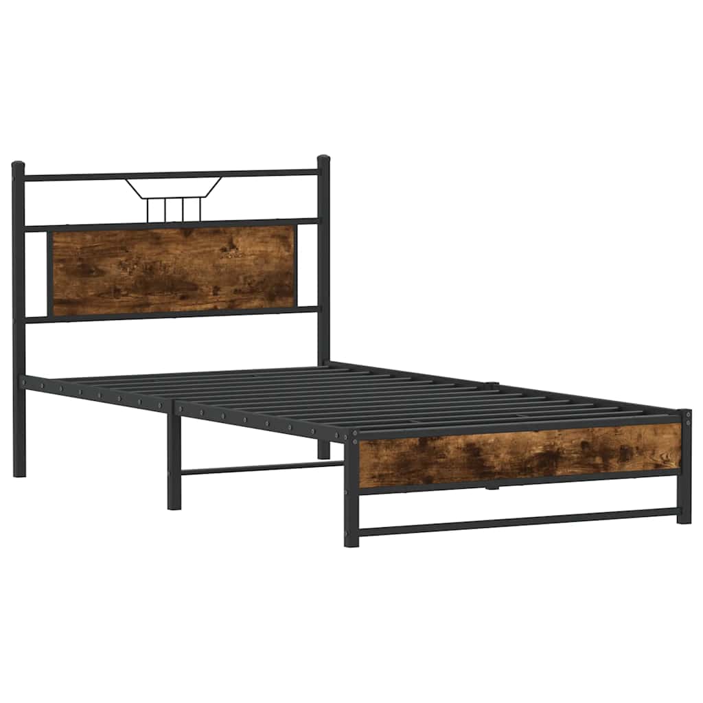 Bedframe zonder matras hout gerookt eikenkleurig 100x190 cm is nu te koop bij PeponiXL, paradijselijk wonen!