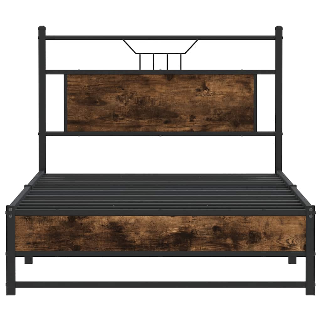 Bedframe zonder matras hout gerookt eikenkleurig 100x190 cm is nu te koop bij PeponiXL, paradijselijk wonen!