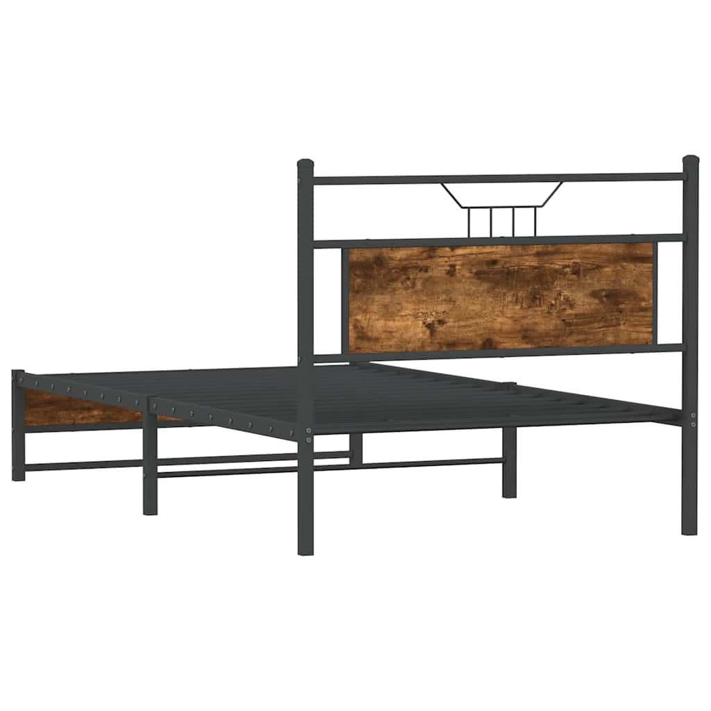 Bedframe zonder matras hout gerookt eikenkleurig 100x200 cm is nu te koop bij PeponiXL, paradijselijk wonen!