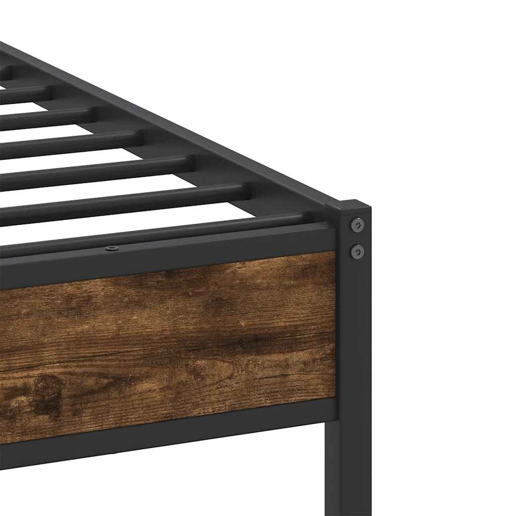 Bedframe zonder matras hout gerookt eikenkleurig 100x200 cm is nu te koop bij PeponiXL, paradijselijk wonen!