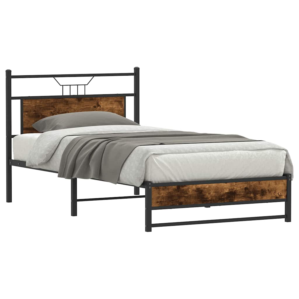 Bedframe zonder matras spaanplaat gerookt eikenkleurig is nu te koop bij PeponiXL, paradijselijk wonen!