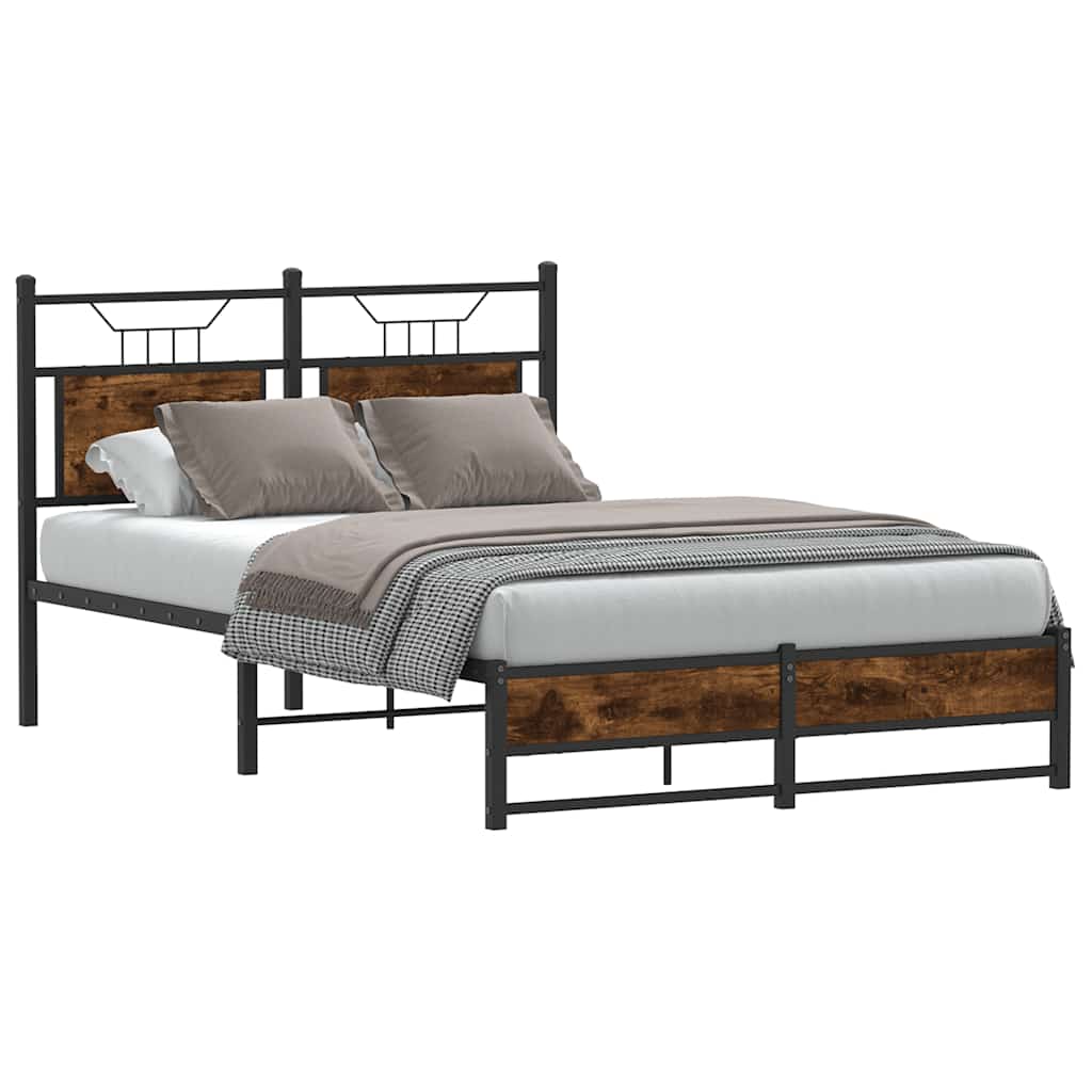 Bedframe zonder matras hout gerookt eikenkleurig 120x190 cm is nu te koop bij PeponiXL, paradijselijk wonen!