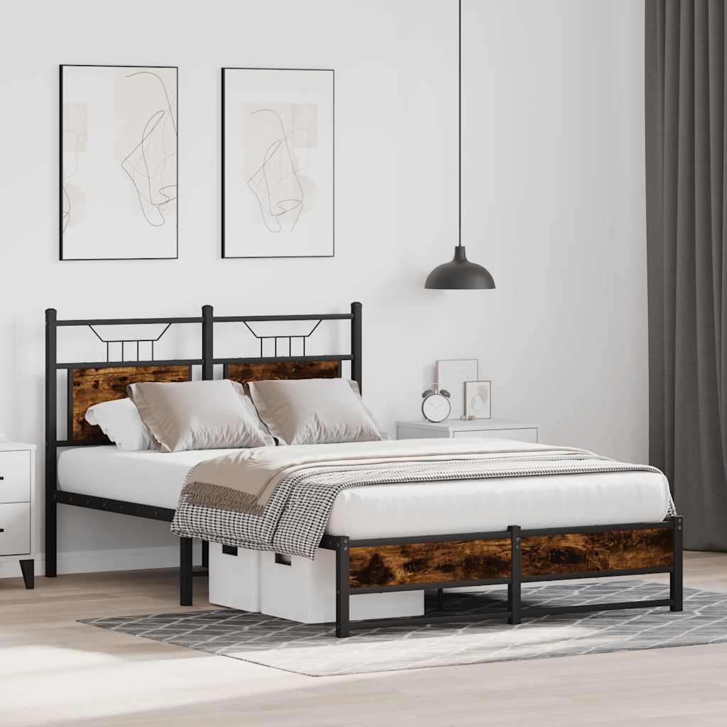Bedframe zonder matras hout gerookt eikenkleurig 120x190 cm is nu te koop bij PeponiXL, paradijselijk wonen!