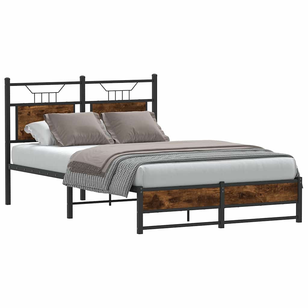 Bedframe zonder matras hout gerookt eikenkleurig 120x200 cm is nu te koop bij PeponiXL, paradijselijk wonen!
