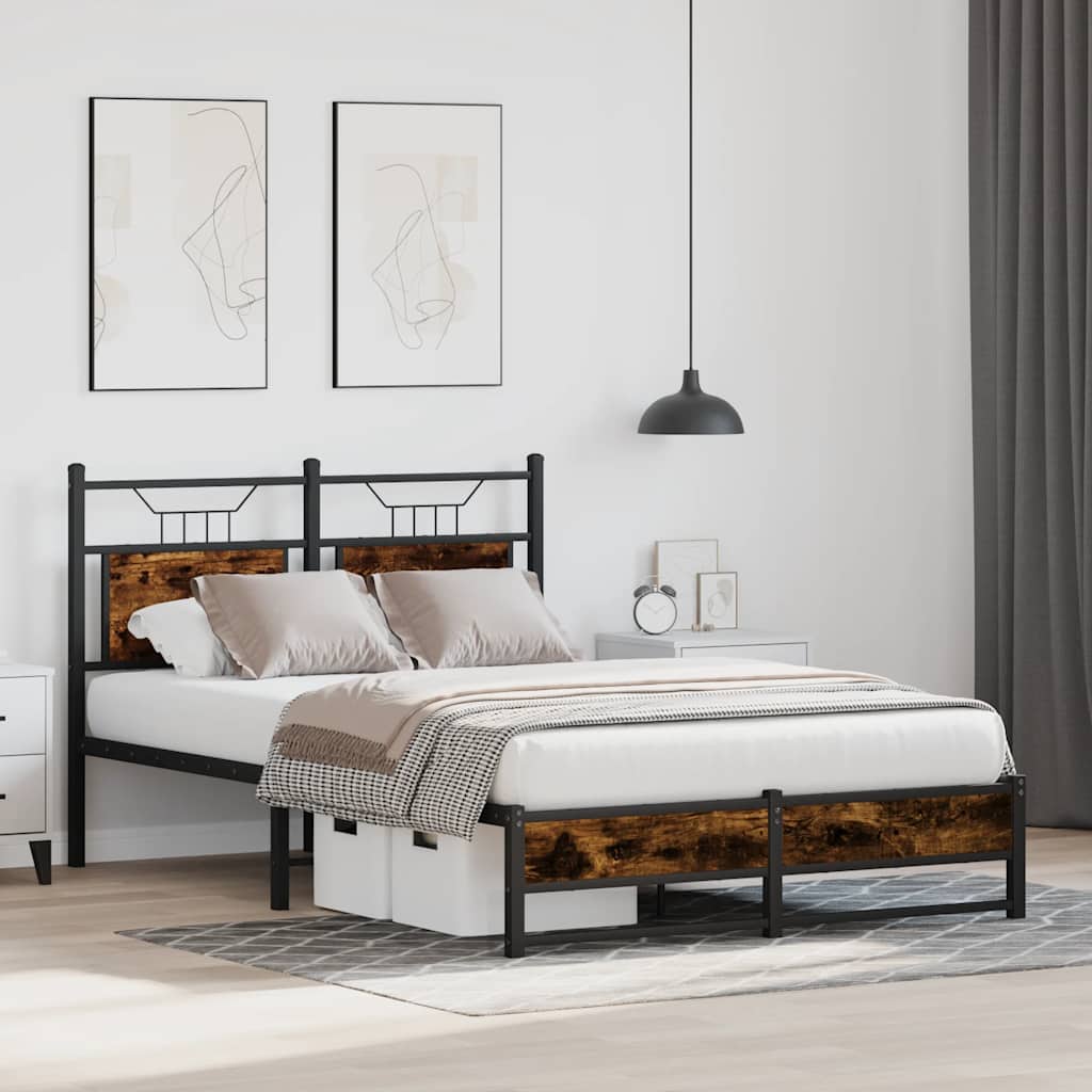 Bedframe zonder matras hout gerookt eikenkleurig 120x200 cm is nu te koop bij PeponiXL, paradijselijk wonen!