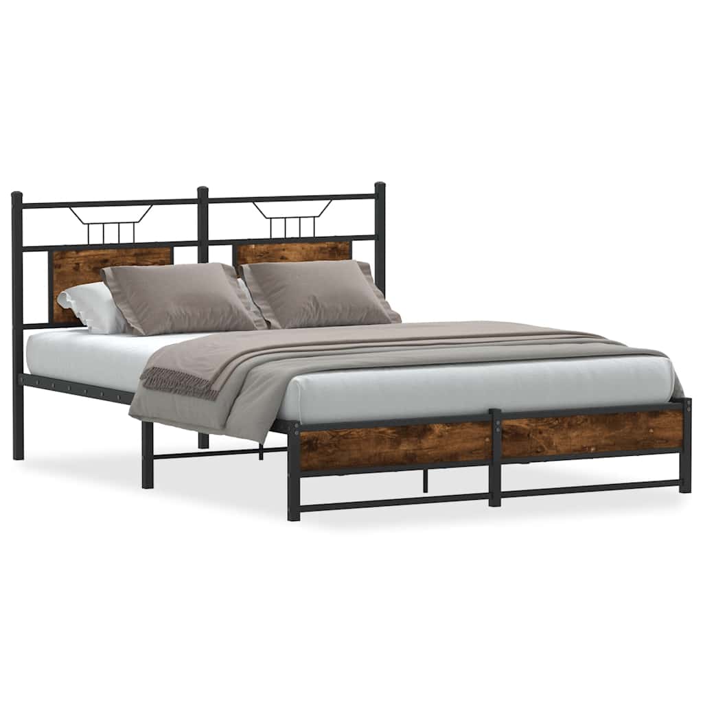 Bedframe zonder matras hout gerookt eikenkleurig 137x190 cm is nu te koop bij PeponiXL, paradijselijk wonen!