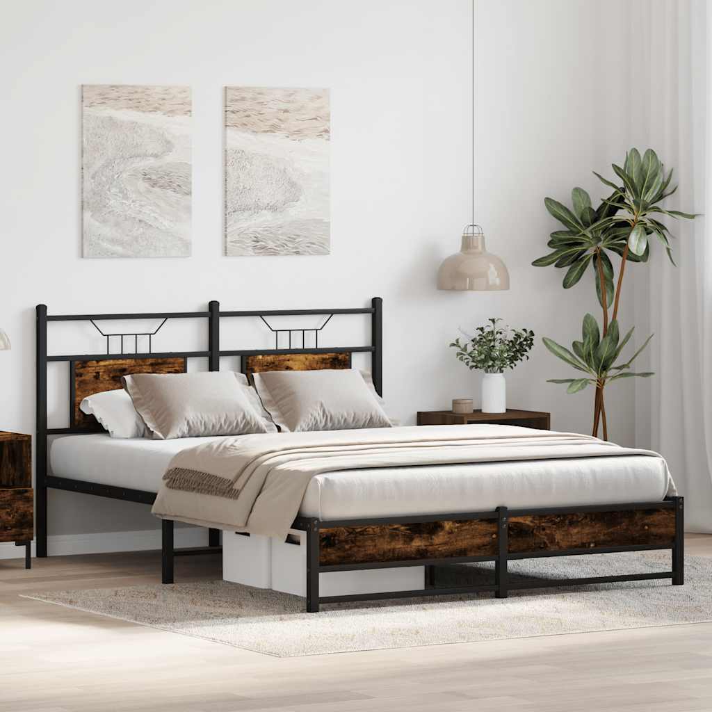 Bedframe zonder matras hout gerookt eikenkleurig 137x190 cm is nu te koop bij PeponiXL, paradijselijk wonen!