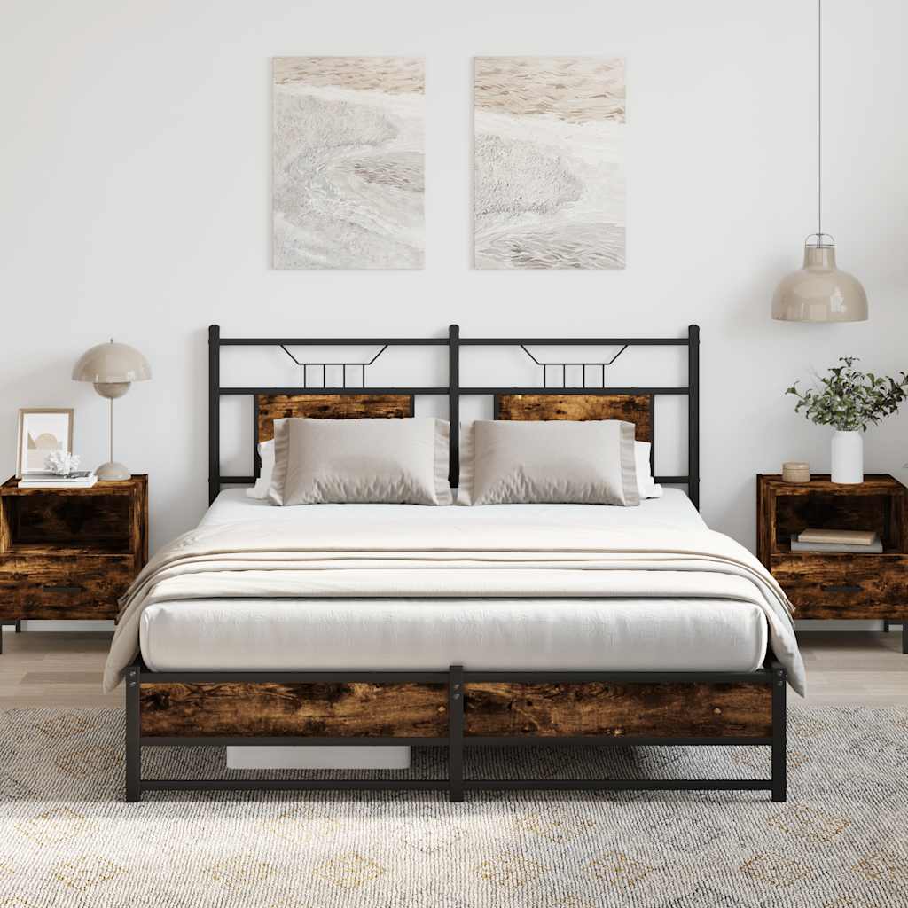 Bedframe zonder matras hout gerookt eikenkleurig 137x190 cm is nu te koop bij PeponiXL, paradijselijk wonen!