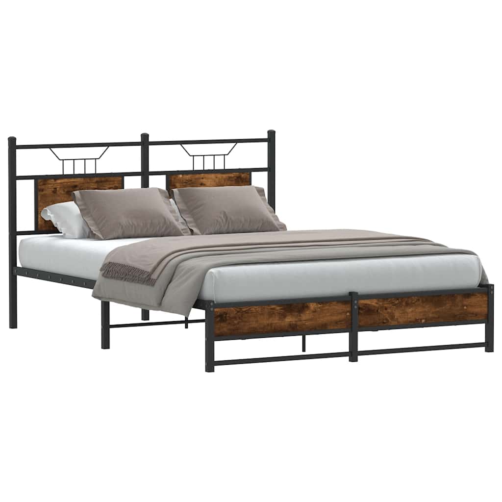 Bedframe zonder matras hout gerookt eikenkleurig 140x190 cm is nu te koop bij PeponiXL, paradijselijk wonen!