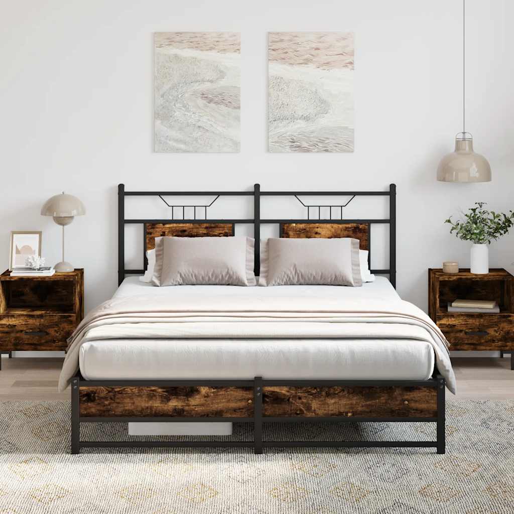 Bedframe zonder matras hout gerookt eikenkleurig 140x190 cm is nu te koop bij PeponiXL, paradijselijk wonen!