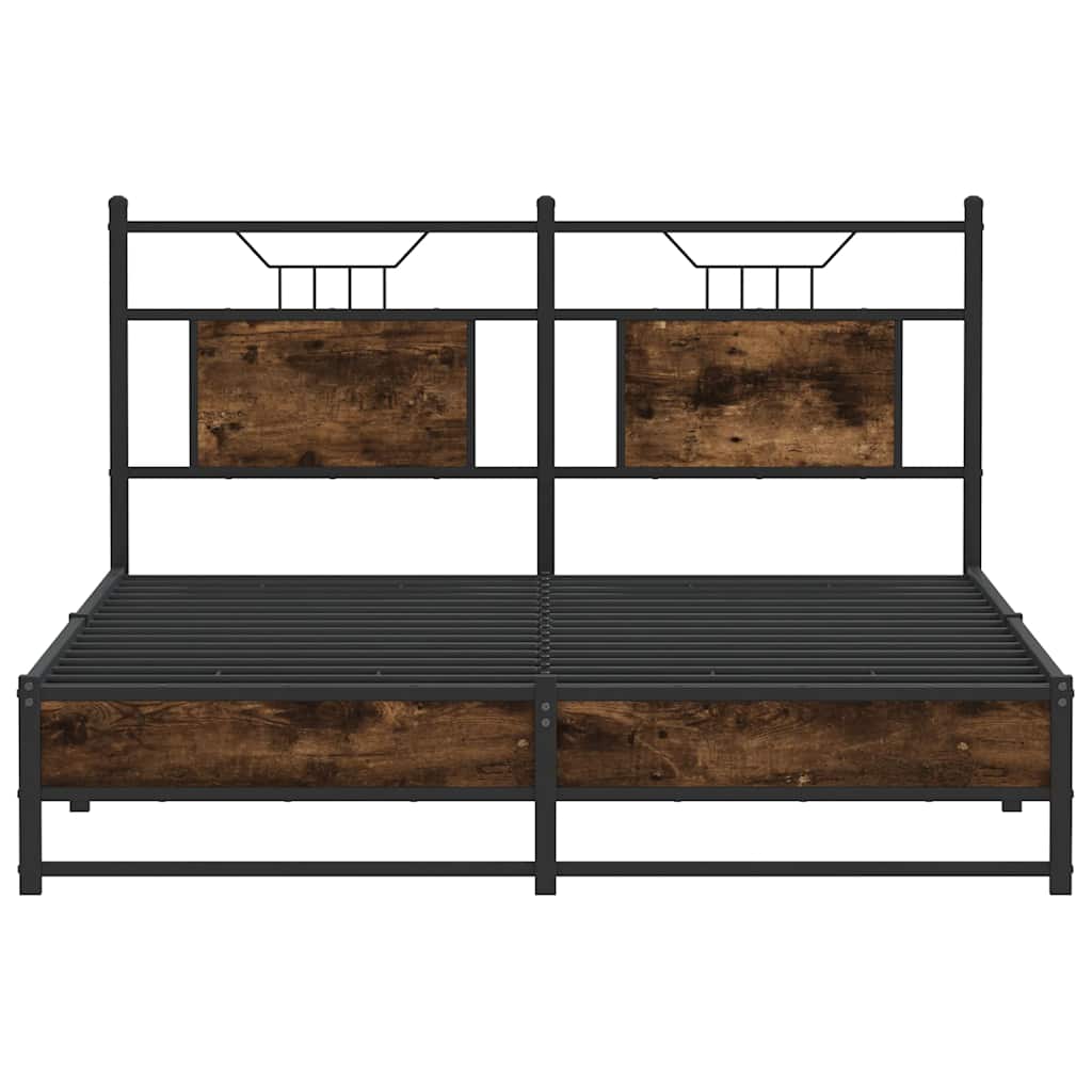 Bedframe zonder matras hout gerookt eikenkleurig 150x200 cm is nu te koop bij PeponiXL, paradijselijk wonen!