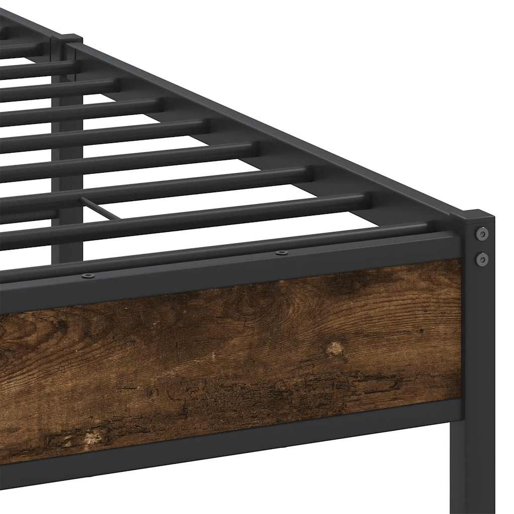 Bedframe zonder matras hout gerookt eikenkleurig 150x200 cm is nu te koop bij PeponiXL, paradijselijk wonen!