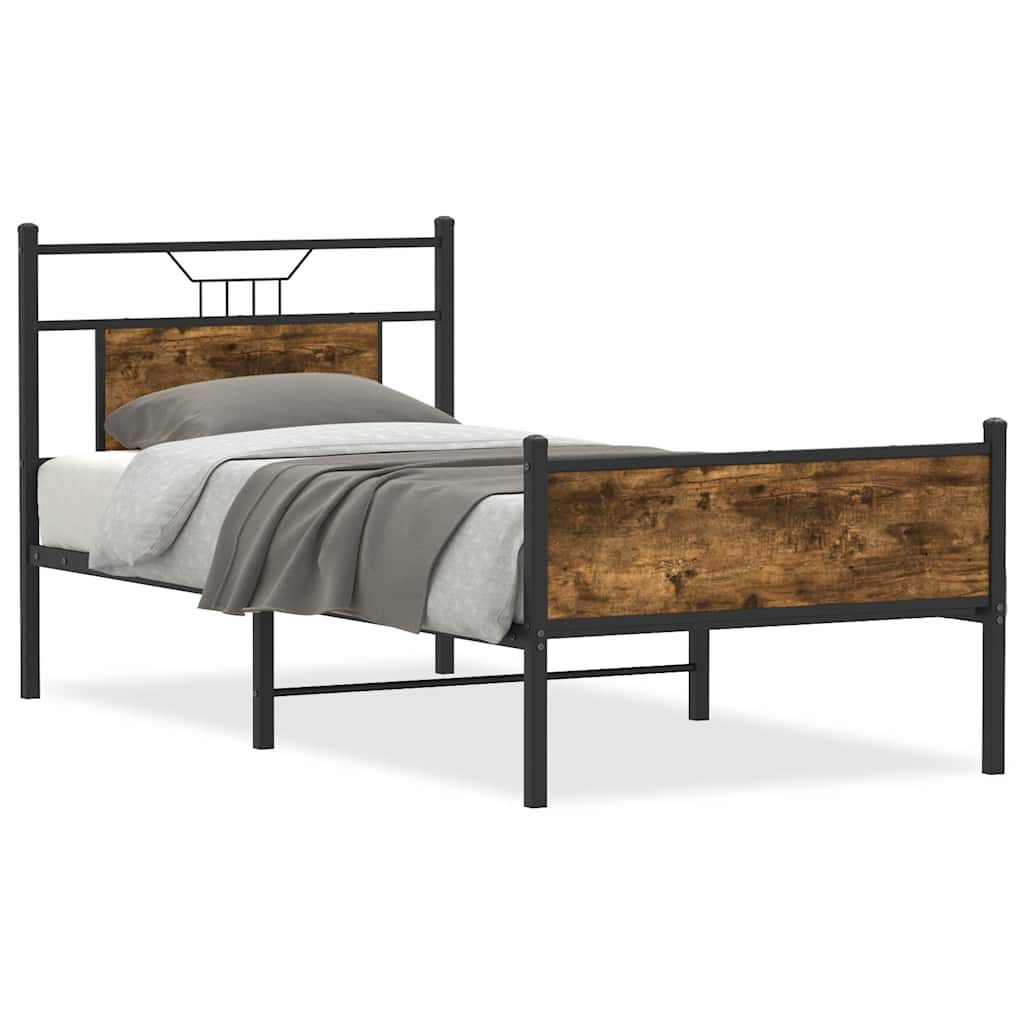 Bedframe zonder matras hout gerookt eikenkleurig 75x190 cm is nu te koop bij PeponiXL, paradijselijk wonen!