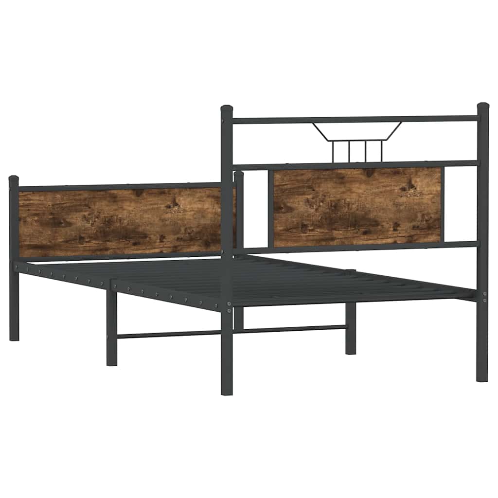 Bedframe zonder matras hout gerookt eikenkleurig 75x190 cm is nu te koop bij PeponiXL, paradijselijk wonen!