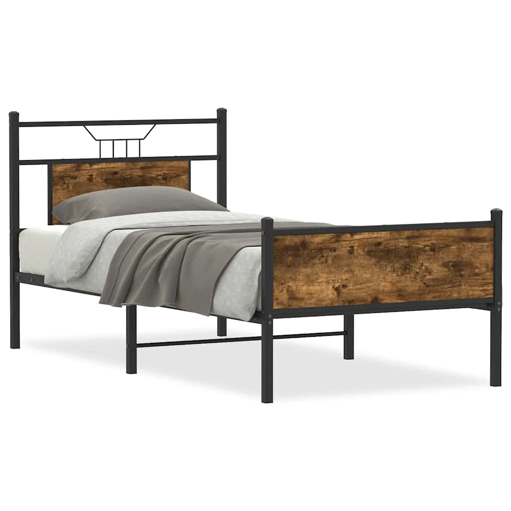 Bedframe zonder matras hout gerookt eikenkleurig 80x200 cm is nu te koop bij PeponiXL, paradijselijk wonen!