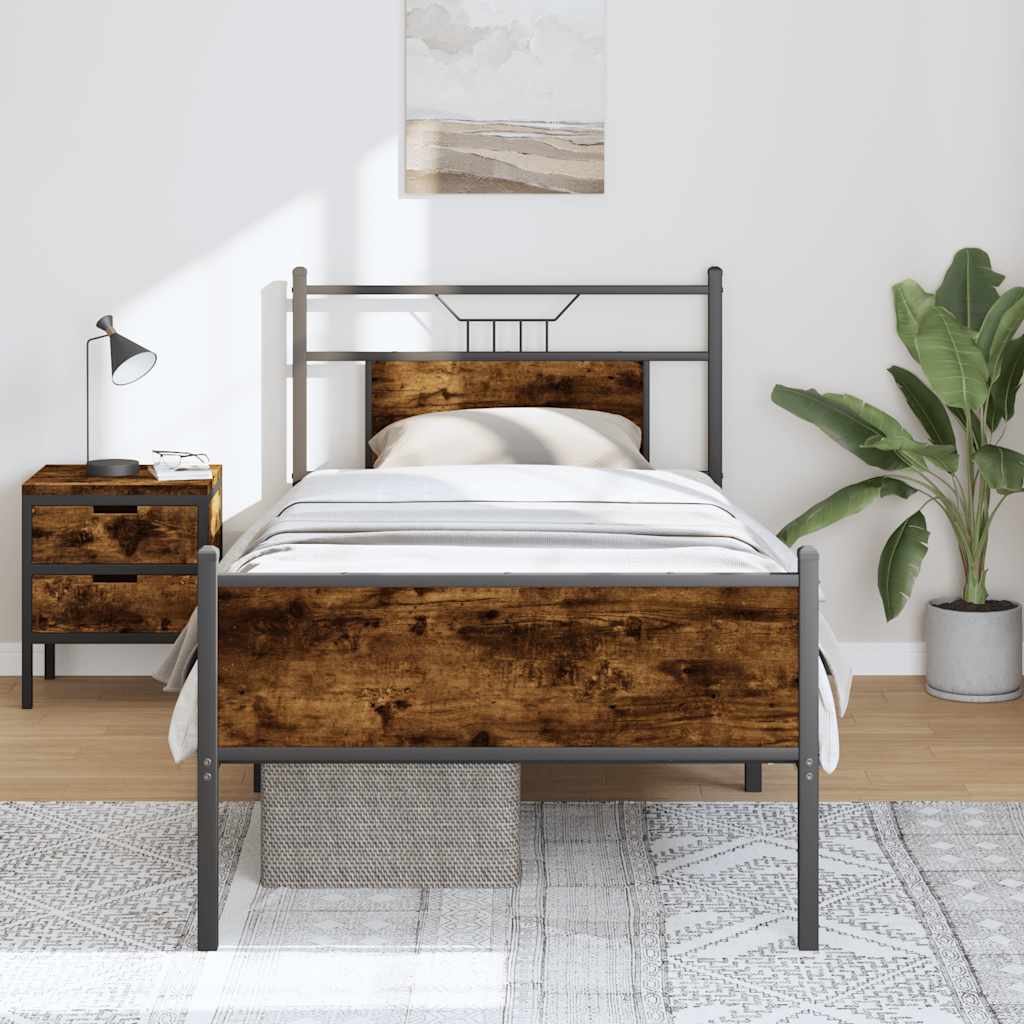 Bedframe zonder matras hout gerookt eikenkleurig 80x200 cm is nu te koop bij PeponiXL, paradijselijk wonen!