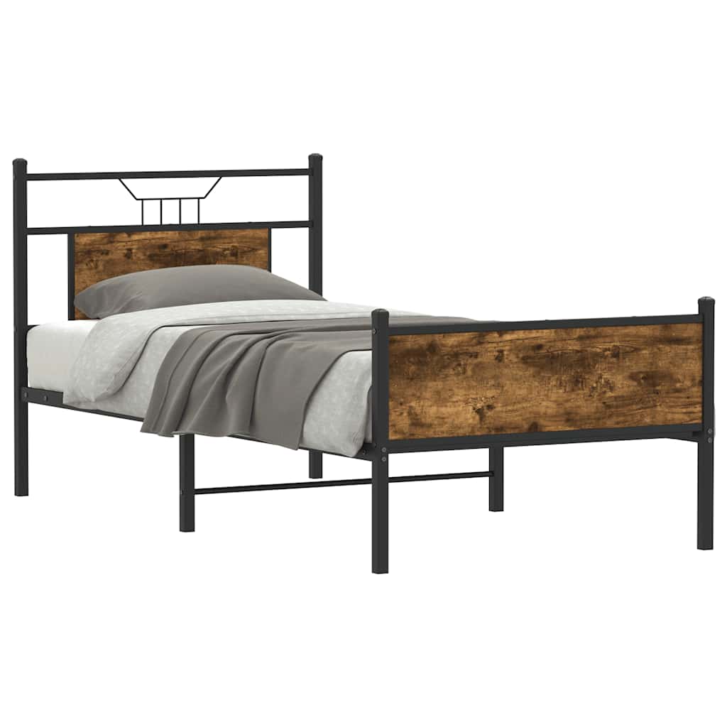 Bedframe zonder matras hout gerookt eikenkleurig 80x200 cm is nu te koop bij PeponiXL, paradijselijk wonen!