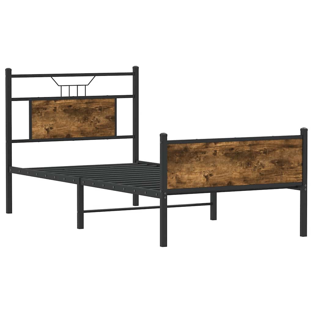 Bedframe zonder matras hout gerookt eikenkleurig 90x190 cm is nu te koop bij PeponiXL, paradijselijk wonen!