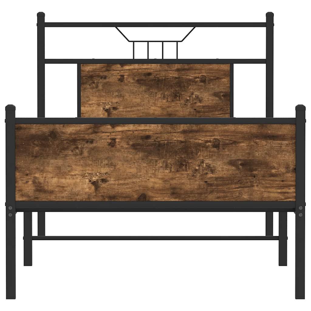 Bedframe zonder matras hout gerookt eikenkleurig 90x200 cm is nu te koop bij PeponiXL, paradijselijk wonen!